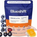 Blueshift Immune Ultra - 5-in-1 Immune Support Powder Drink Mix, Immune Defense Vitamine Supplement met Vitamine C, Zink, Superfoods, Antioxidanten, Pre en Probiotica - Blueberry Acai Pods (14 Pack)