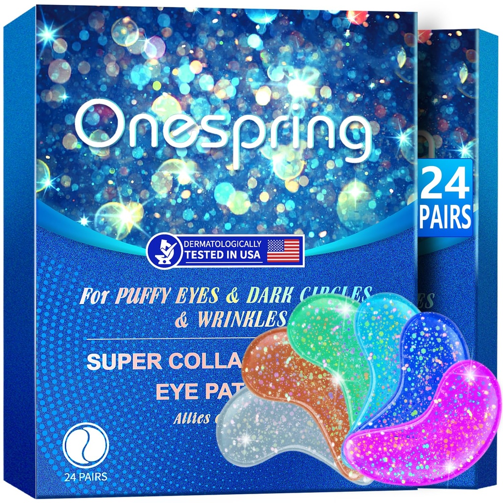 Eye Gel Pads (24 Pairs) - Under Eye Patches for Puffy Eyes, Rimpels, Dark Circles, Natural Collageen Eye Gels, Under Eye Mask Patches for Face to Soothe Puffiness, Eye Bags