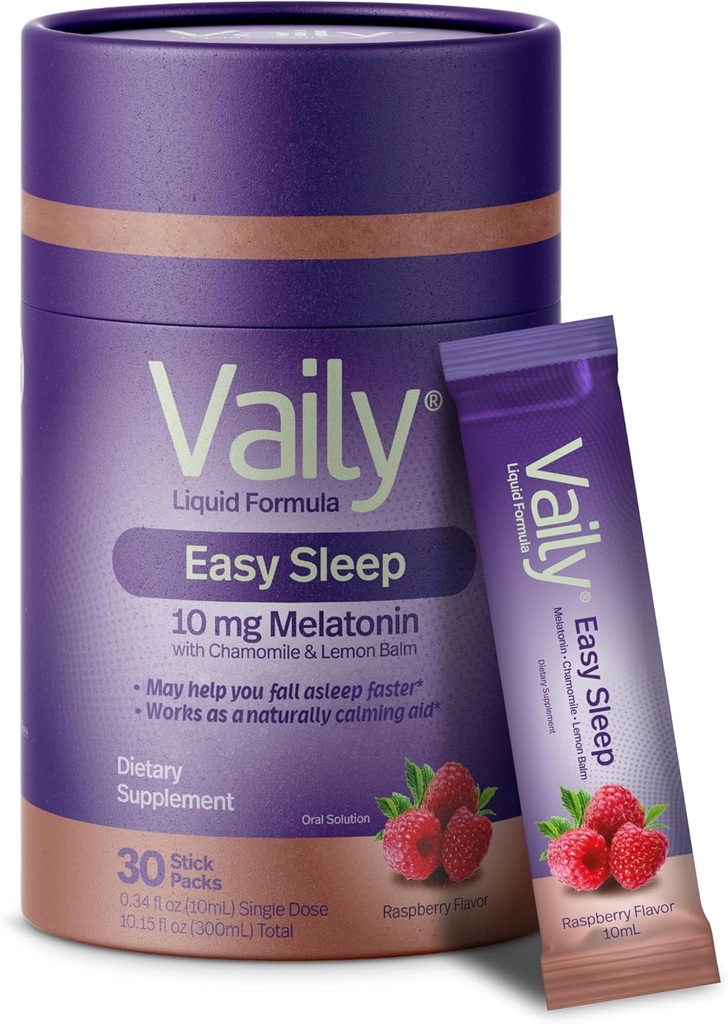 Vaily Liquid Melatonine 10mg, citroenbalsem Extract Verbeterde slaapcycli - Raspberry Flavored Slaapsupplementen, Slaaphulp Liquid voor volwassenen - kamille Extract natuurlijke slaap & ontspanning Hulp - 30 doses