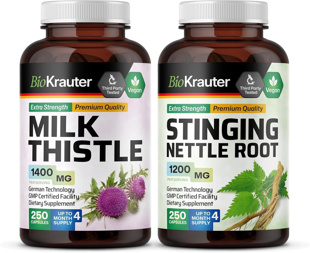 BIO KRAUTER Melkdistel 250 Capsules & Stinging Nettle 250 Capsules
