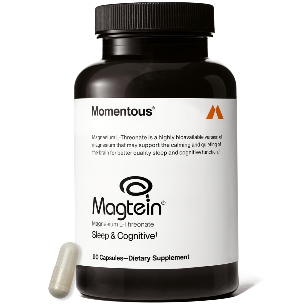 Momentus Magtein Magnesium L-Threonate - Ondersteuningssupplement voor hersenen en rust - Boosts Cognitieve functie en slaapkwaliteit - NSF gecertificeerd voor sport -145 mg - 30 porties