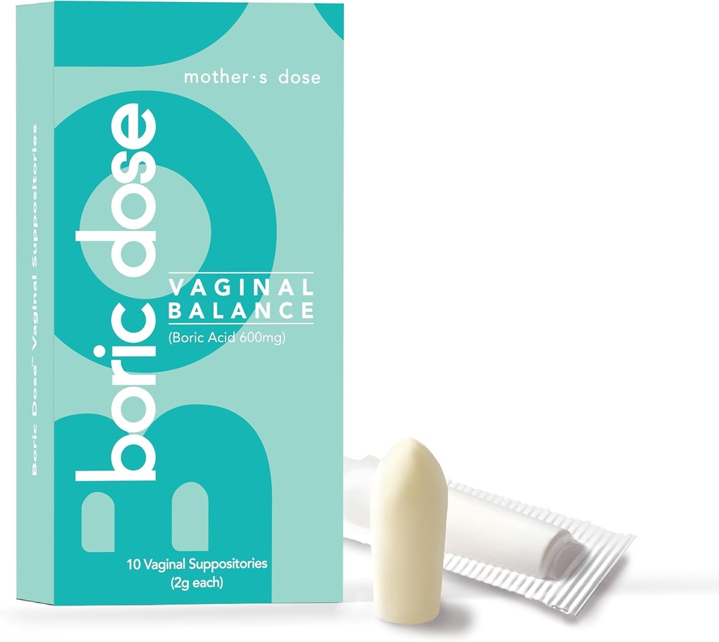 Mothers Doseer Boric Acid Suptinitories - Handhaaft en Balances Gezonde Vaginale pH, Manages Odor, Hydrates, & Moisturizes. USA Gemaakt met toegevoegde cacaoboter en kokosolie