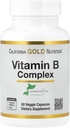 California Gold Nutrition Vitamin B Complex, Thiamin B1, Riboflavine B2, Niacin B3, Pyridoxine B6, Biotin B7, Pantothenic Acid B5 en Pro Folaat B9, Glutenvrij, Niet GGO, 60 Veggie Capsules