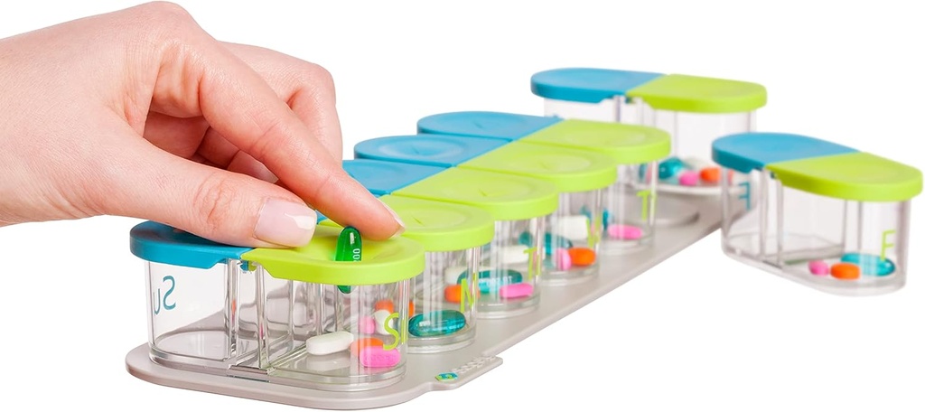 Sagely Smart Active Weekly Pillenbox Organisator- AM/PM Pillen Planner met Gratis App en 7 Verwijderbare Pods