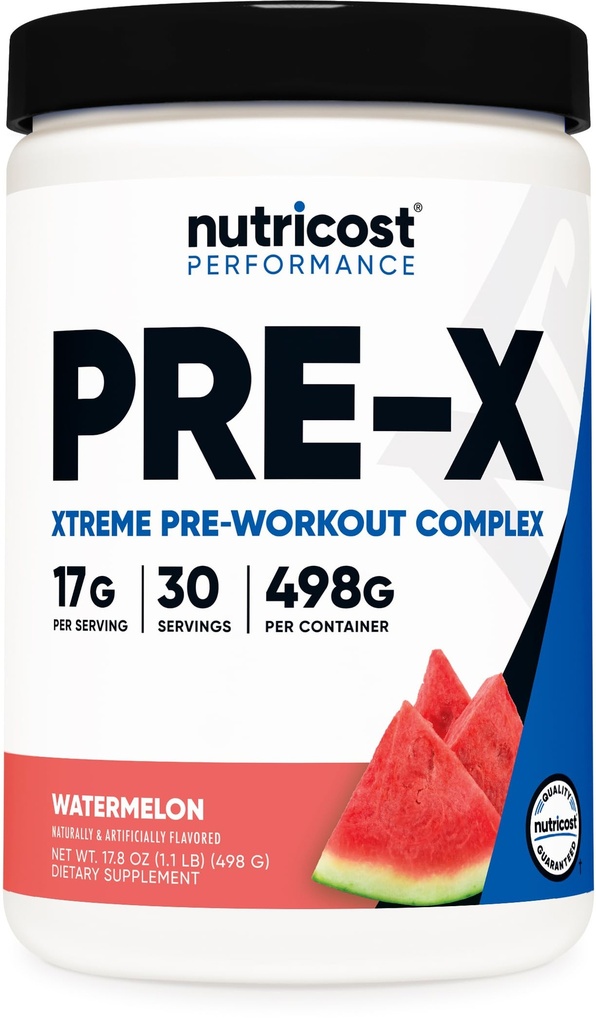Nutricost Pre-workout, Watermeloen, 30 porties, vegetarisch, niet-GMO en glutenvrij (Pre-X)