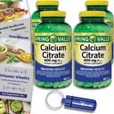 Spring Valley Calcium citraat tabletten Dieetsupplement 600 mg 300 Ct 4 pk Choice Bundle (1200 Totaal) + Vitamine Guide & Pill Container (6 Items)!