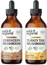 Wild & Organic Cordyceps Tinctuur 4 fl oz & Turkey Staart Mushroom Tinctuur 4 fl oz