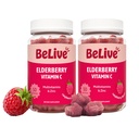 Belive Vlierbessen Gummies met zink en vitamine C - Immune Support Supplement met vitamine D, A, E, B12 - Gummies voor gezonde botten & tanden, Vegan, Keto & Non-GMO - Raspberry Flavor 2Pack