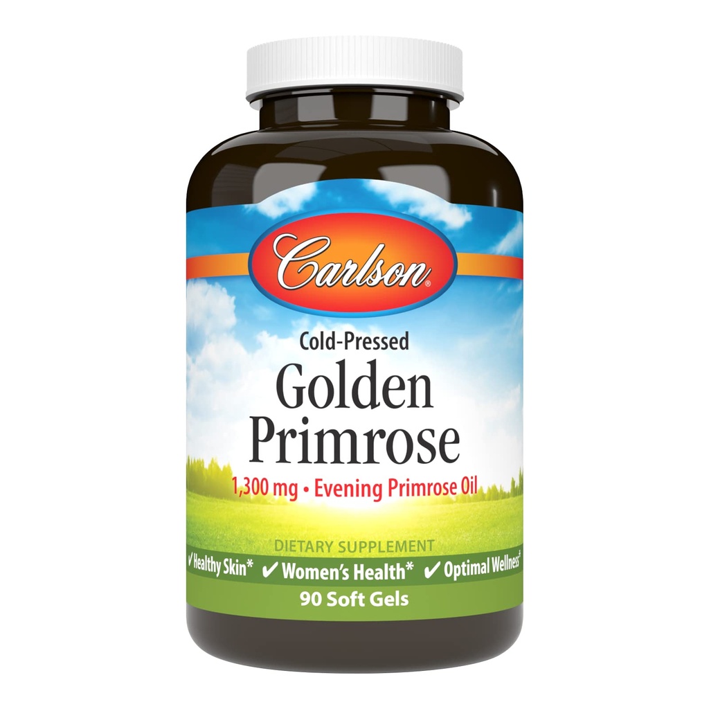 Carlson - Golden Primrose, 1300 mg Avond Primrose Oil, Cold-Pressed, Healthy Skin, Women's Health & Optimal Wellness, 90 Softgels