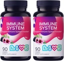 LIVS Immune System Elderberry Gummies for Adults & Kids | Advanced Immune Support Supplement with Vitamin C, Echinacea, & Propolis | Vegan & Gluten Free Gummy Vitamins | 200mg Elderberry/Dose -180 Ct