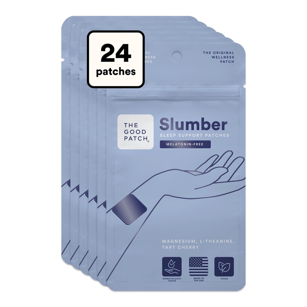 The Good Patch Slumber Sleep Patch Support, Melatonine Free, Sustained Release, Natural Patch met L-Theanine, Magnesium, Tart Cherry Extract, Plant Powered Draagbare Wellness (24 Total Patches)
