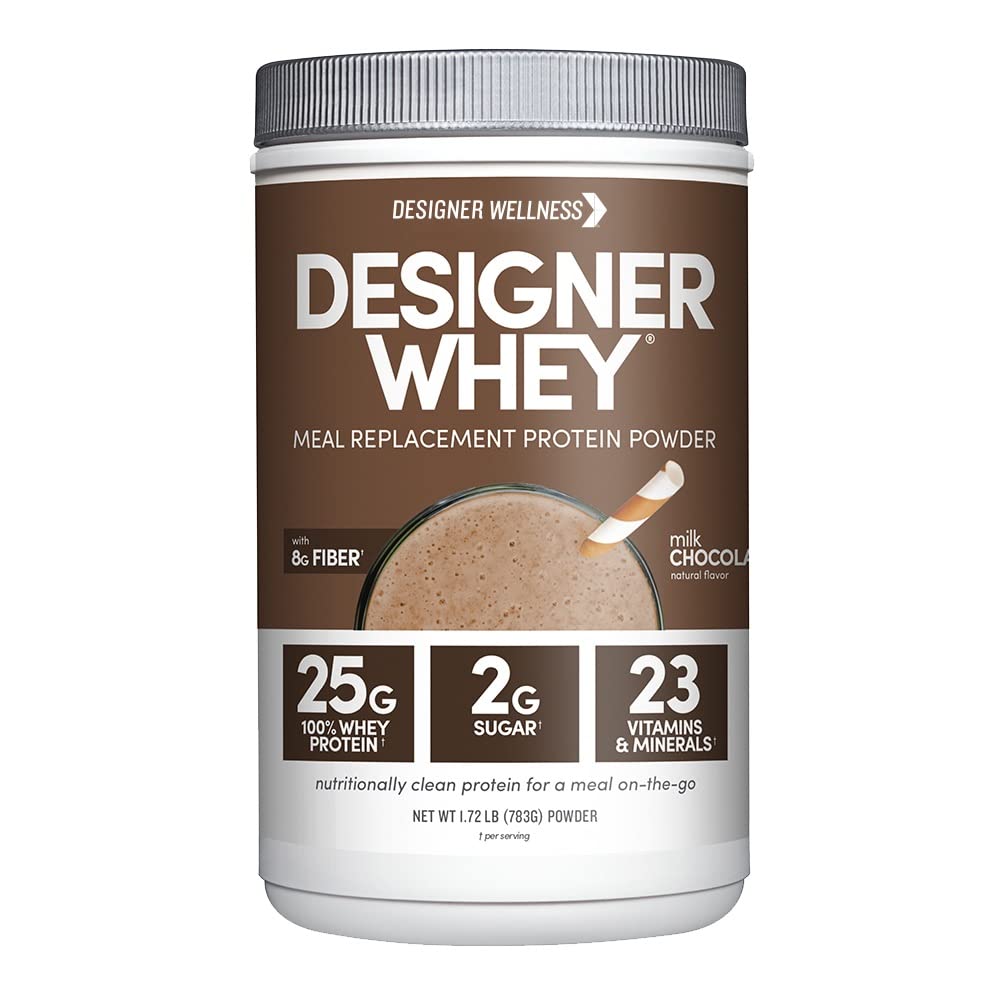 Designer Wellness, Designer Wei Protein Maaltijd Vervangingspoeder, Biologische Superfood Complex Carbs, Vitaminen, Mineralen, Glutenvrij, Melkchocolade, 1,72 Pond