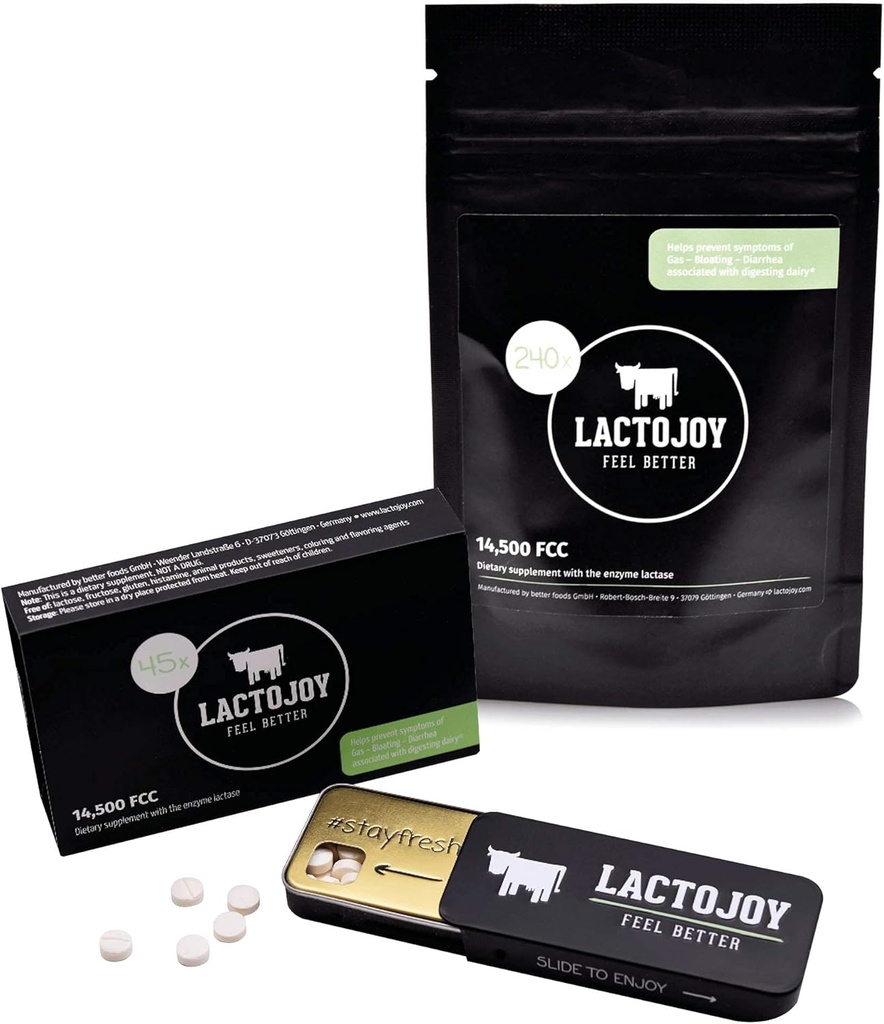 LactoJoy Lactase Pillen bundel van 45 stuks en Refill Pack I Krachtige Lactase Enzymen voor Lactose Onverdraagzaamheid I Ultra Pure Lactase voor verbeterde spijsvertering I Geen Siliciumdioxide, Geen kunstmatige smaken