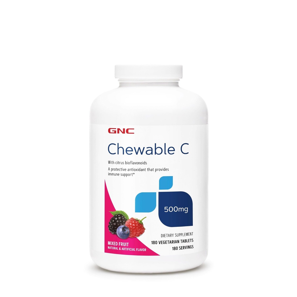 GNC Vitamine C 500mg, Biedt Immuun Ondersteuning, Gemengd Fruit, 180 porties