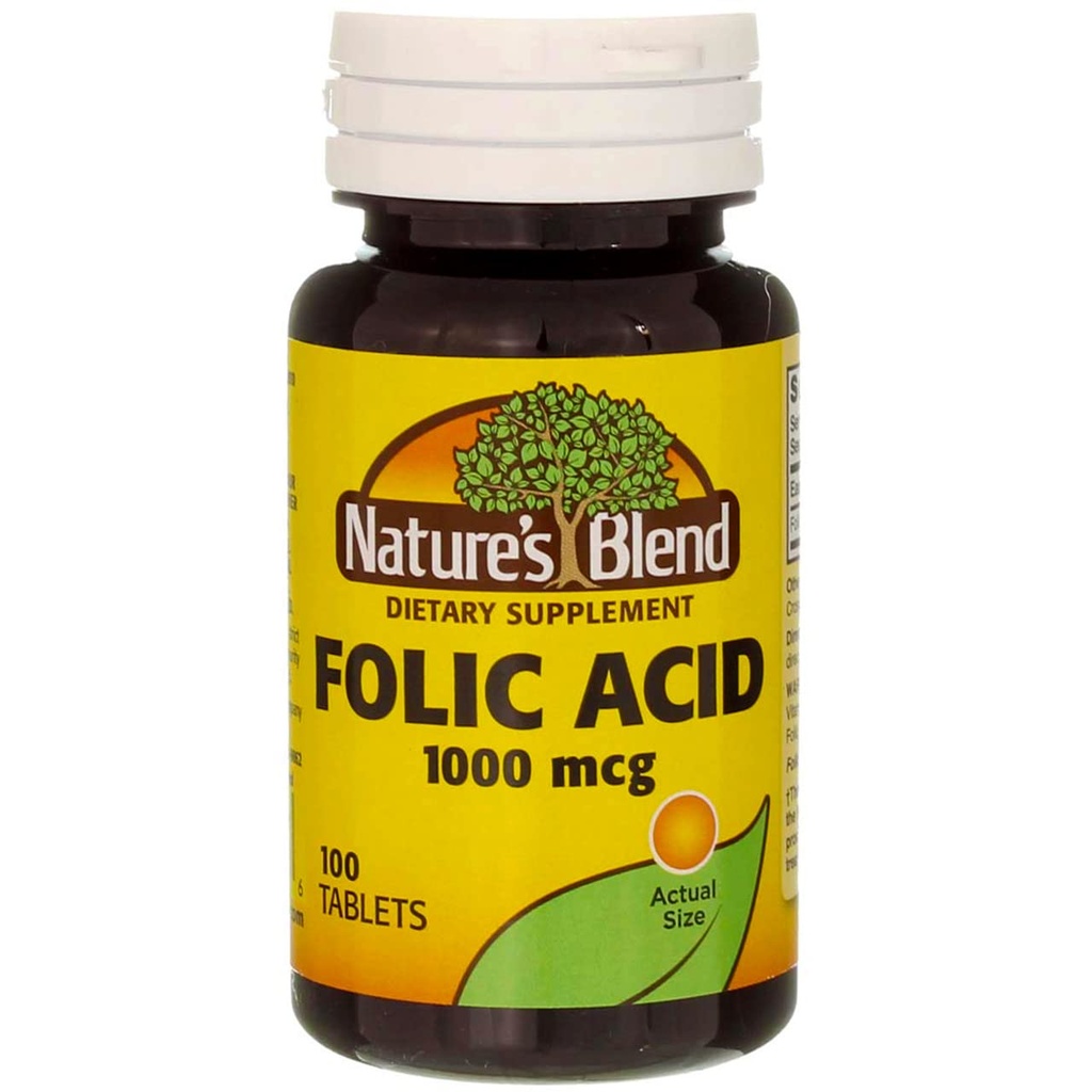 Natuur Blend Foliumzuur 1000 mcg tabletten 100 telling (2 verpakkingen)