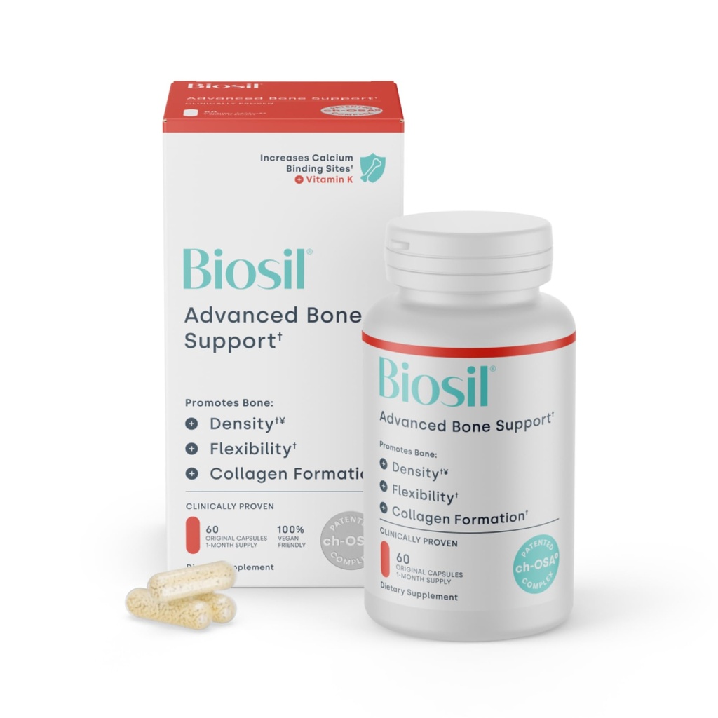 Biosil Bone Collagenizer Ultra - 60 Veggie Capsules - met gepatenteerde ch-OSA Complex + Choline, Inositol, MK7 & Vitamine B12 - GGO-vrij - 30 dagen