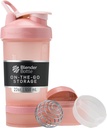 BlenderButtle Shaker Bottle met pil Organizer en opslag voor eiwitpoeder, Classic V2 ProStak System, 22-Ounce, Rose Pink