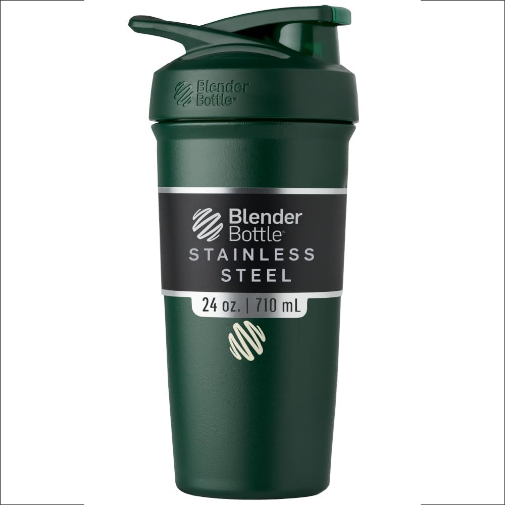 BlenderBattle Sport Geïsoleerde Roestvrij stalen Shaker Fles met Draad Whisk, 24-Ounce, Bos 