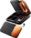 MURRI&MURRDI Pill Organizer en Crusher, Portable Pill Splitter en Cutter, Medicine Case 4 Cellen Vitamine Dispenser Houder (D Black)
