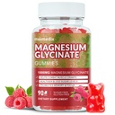 Magnesium Glycinate Gummies 1000mg, Suikervrij Magnesium Kaliumsupplementen Kauwbaar voor volwassenen met L-Dreonaat voor slaap, body support en ontspanning,90 Raspberry Gummies