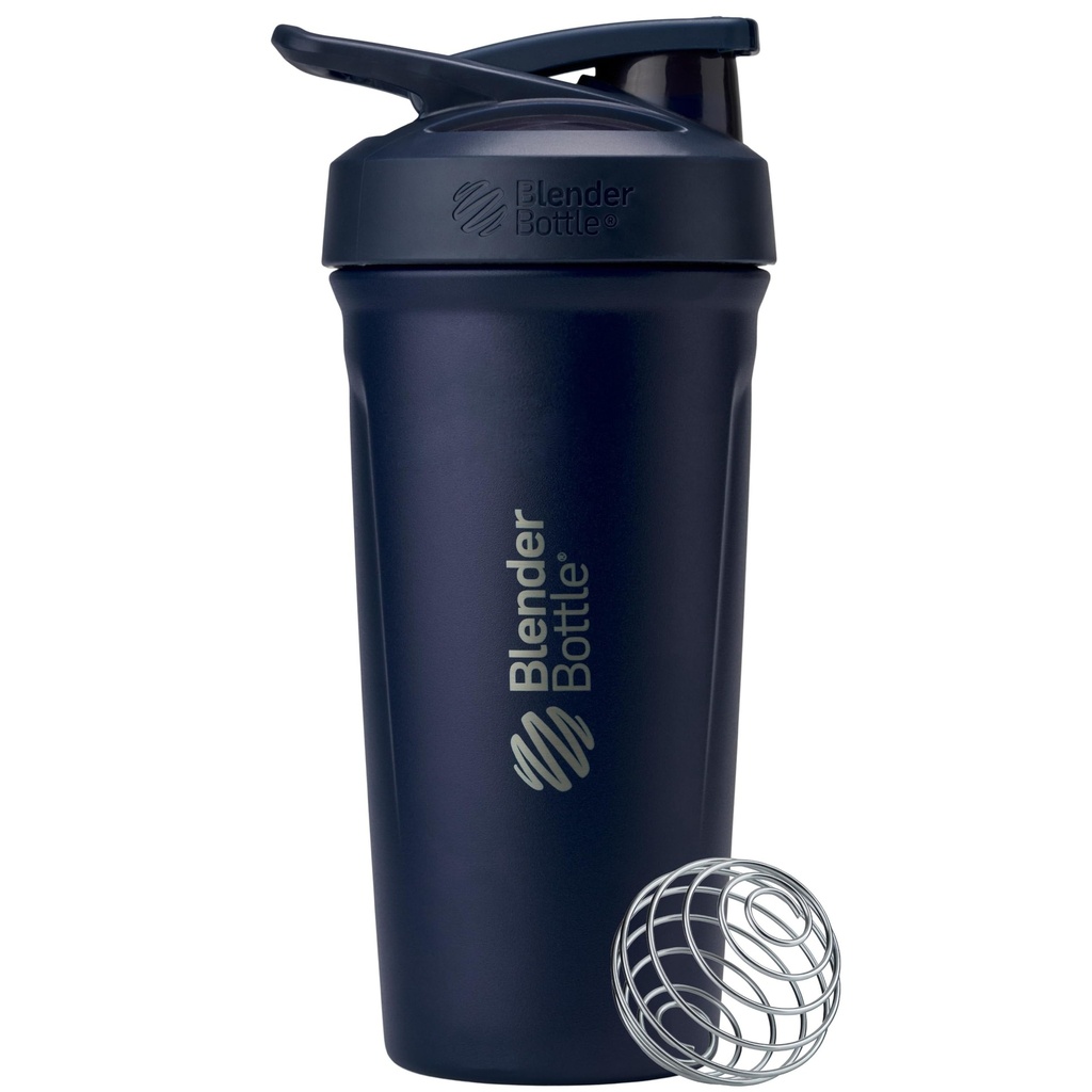 BlenderBattle Sport Geïsoleerde Roestvrij stalen Shaker Fles met Draad Whisk, 24-Ounce, Navy 