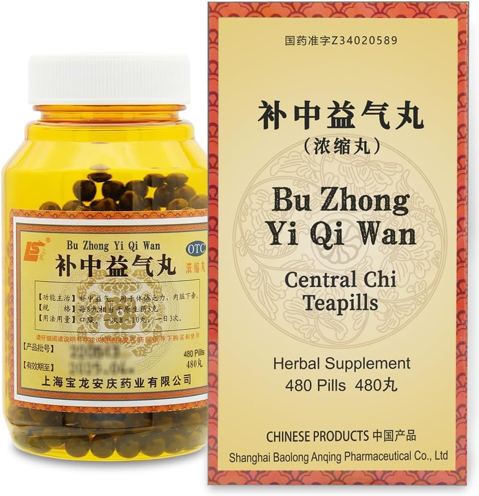 Bu Zhong Yi Qi Wan Kruidensupplement Pillen 480 ct (60 porties, Economy Size), Central Chi Teapills, Ondersteunt gezonde milt en maag