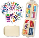 Pillen Organisator met Medicine Labels 161 Labels Travel Daily Pill Container Mini Medication Organizer Storage Pillen Organizer Travel Essentials Pill Case 7 Day (Beige, 1 Pack)