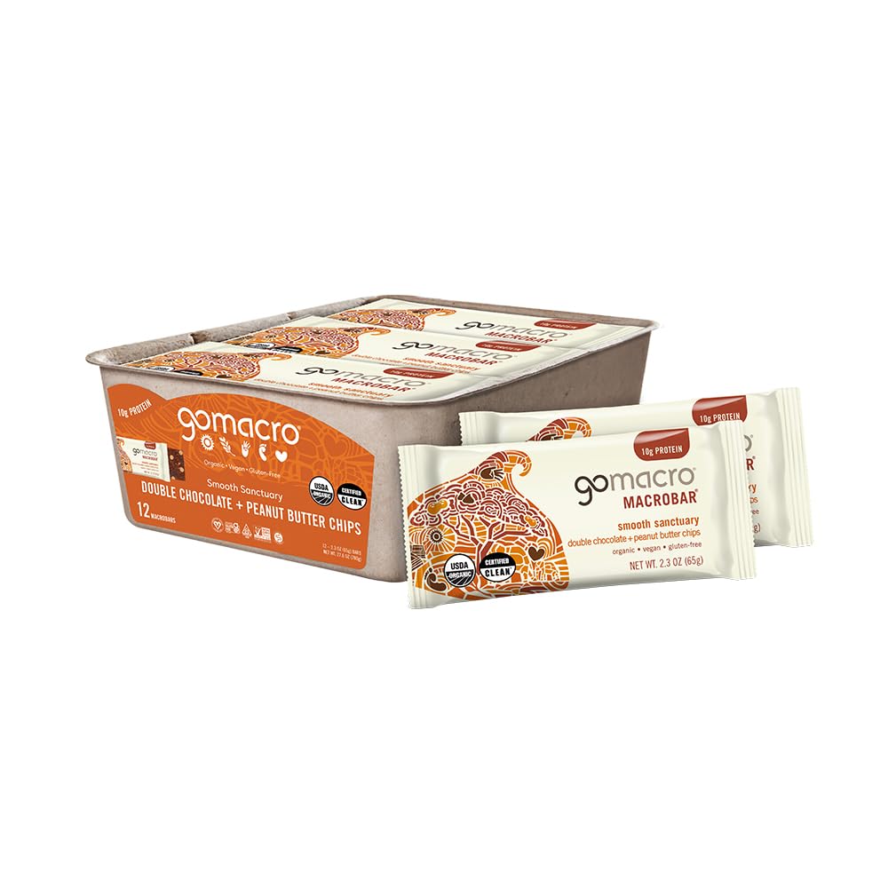 GoMacro MacroBar Biologische Vegan Protein Bars - Dubbele Chocolade + Pindakaas Chips (2,3 Ounce Bars, 12 Tellen)