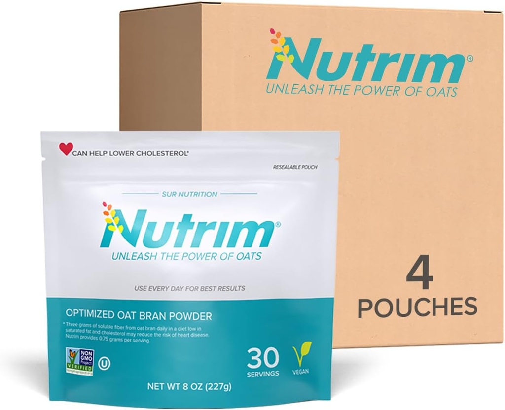 Nutrim Oat Bran Powder with 750mg Beta Glucan per Serving - Easy-Mix Oplosbare Fiber for Cholesterol Management & Immune Support - Heart Healthy, Non-GMO & Vegan Havermout Powder