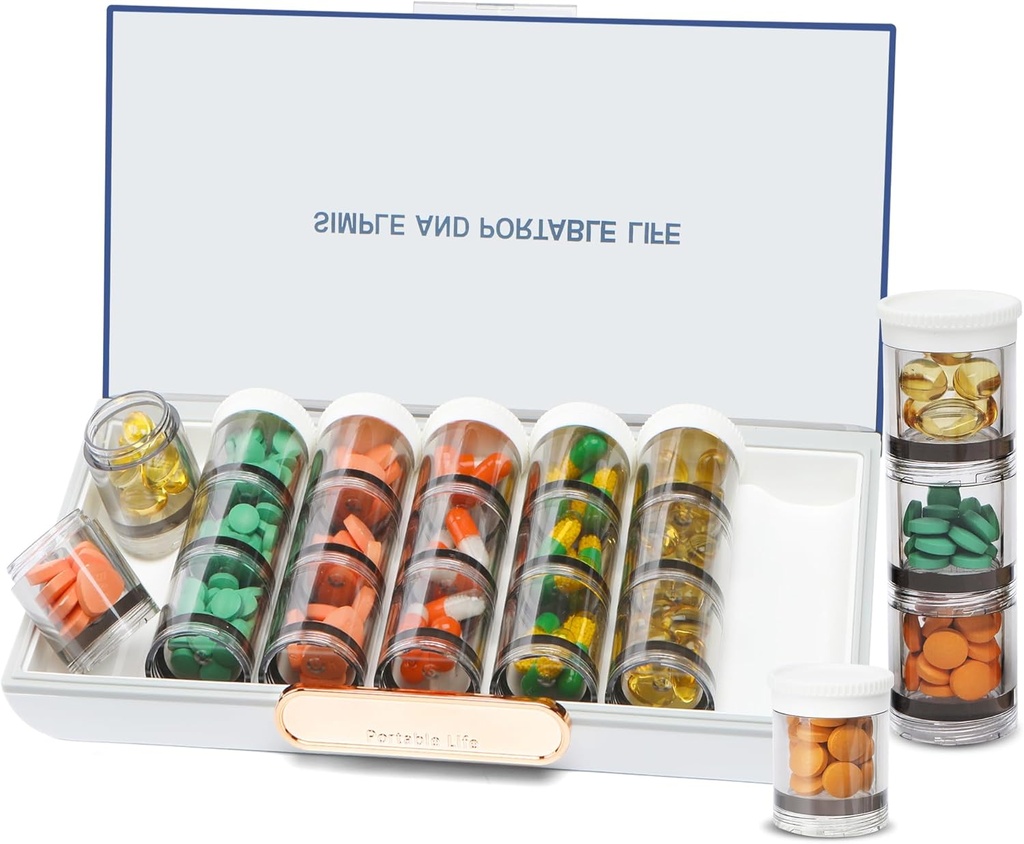 Toplive 3 keer een dag pil Organisator 7 Dag, Grote Dagelijkse pil Organisator, Weekly Medicine Vitamine Organizer Box, Visolie Supplement Opslag Organisator, Separabel Travel Pillen Container, Wit