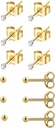 6Pairs 2mm/3mm Chirurgisch staal Hypoallergeen Piercing Studs, 20G 14K Real Gold Gevuld Tiny Stud Oorbellen Set voor Multiple Hole Piercing (Cubic Zirconia, Pearl, Bal)