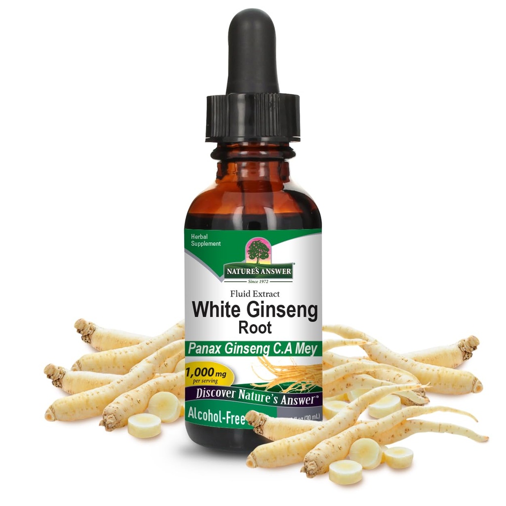Antwoord van de natuur Witte Ginseng Root Alcohol Vrij 1 Fluid Ounce 