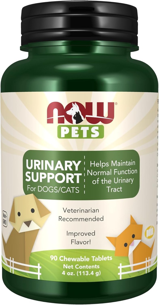 NOW Foods Pet Health, Urinaire Ondersteuning Supplement, Geformuleerd voor katten & honden, NASC gecertificeerd, 90 Kauwtabletten