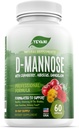 100% Pure D-Mannose Capsules 1000 mg met Cranberry, Hibiscus en Dandelion Extract, Fast Acting Professional UTI Prevention Formula for Urinary Tract Health and Bladder Support