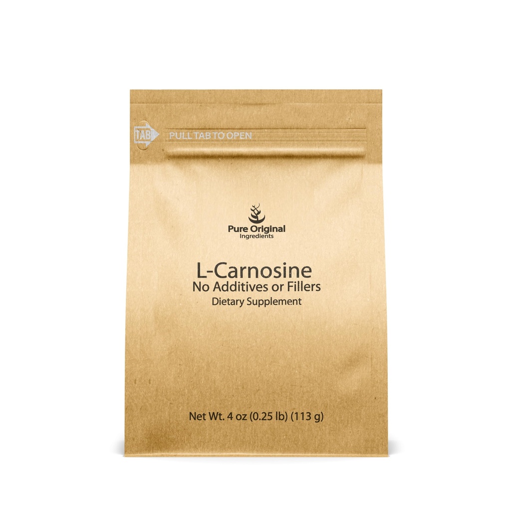 PURE ORIGINEEL INGREDIËNTEN L-Carnosinepoeder (4 oz), Dieetsupplement, Lab-verifieerd, Geen additieven of vullingen