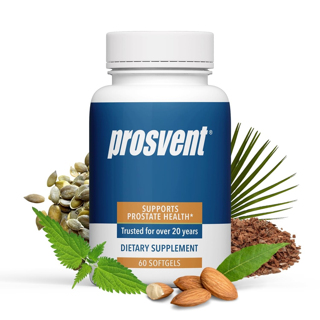 Prosvent Advanced Men's Prostate Support Natural Supplement with Saw Palmetto, Vitamin D, and Zinc to Ease Urinary Frequency & Urgency (60 Count)