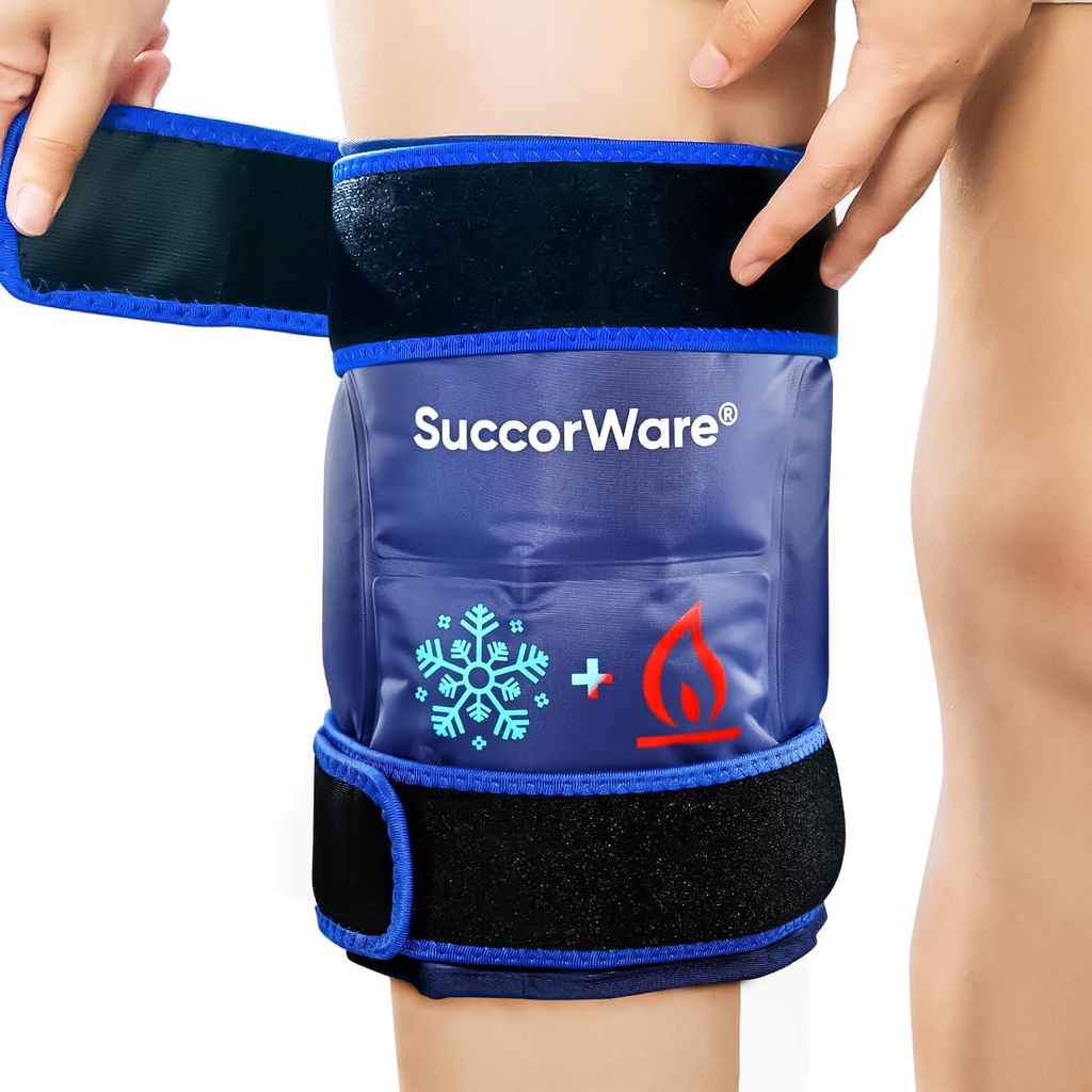 Knie Ice Pack Wrap for Injuries Herbruikbaar - Hot & Cold Gel Bags for Leg, Back, Schouders, Arms, Elbow Injuries, Pain Relief, Swelling, Knie Replacement Surgery( Navy Blue)