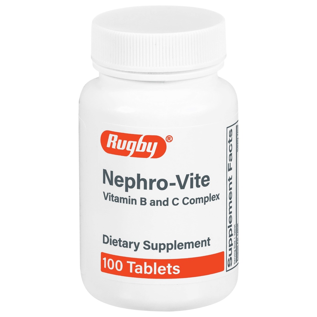 Rugby Nephro-Vite Vitamine B en C Complex Tablets - Dieetsupplement - 100 Tellen (1 Verpakking)