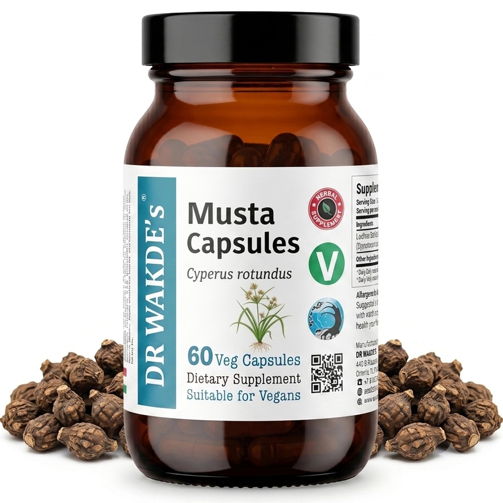 DR WAKDE'S Musta Capsules (Cyperus rotundus, 60 Veg Caps, Plant-Based Supplement, Ayurvedic Herb, All Natural, Vegan)