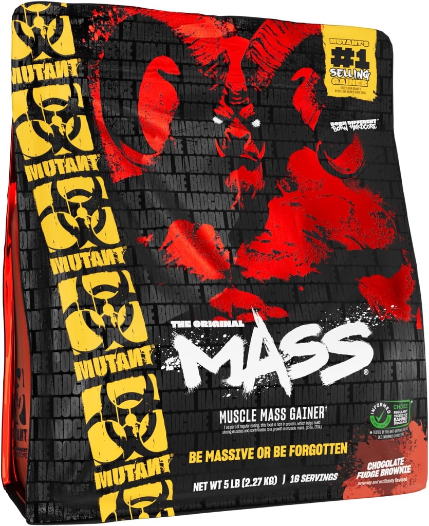 Mutant Mass Gewicht Gainer Proteïne Poeder - Hoge Calorie Proteïne voor Lean Mass, Muscle Build, & Bulking - 5 Pound - Chocolate Fudge Brownie
