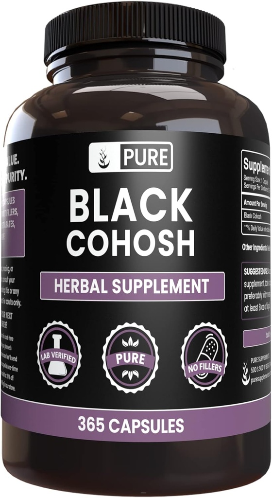 Pure originele ingrediënten Black Cohosh (365 capsules) Geen Magnesium of Rijst Fillers, altijd zuiver, Lab geverifieerd