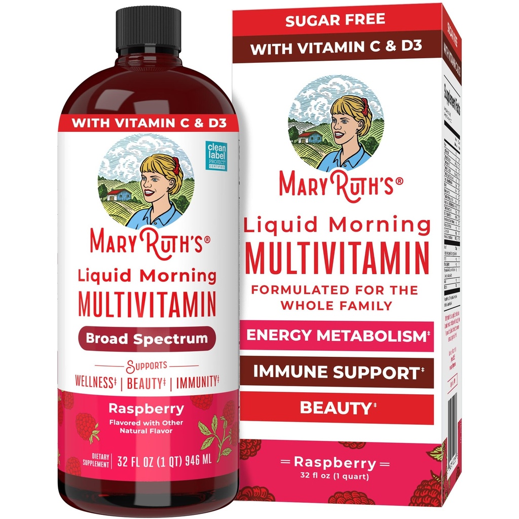 MaryRuth Organics Liquid Morning Multivitamine voor vrouwen, mannen en kinderen 