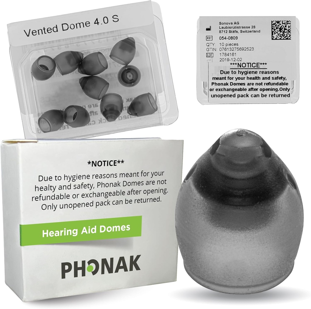 Phonak Vented 4.0 Dome Small (0,29 inch=7,5mm) 10 Domes, echt OEM Zwitserland Vervanging door Sonova, Hoorhulp Domes voor Phonak Audeo Marvel Paradise Lumity Accessoires -1 Pack/10 Domes Totaal