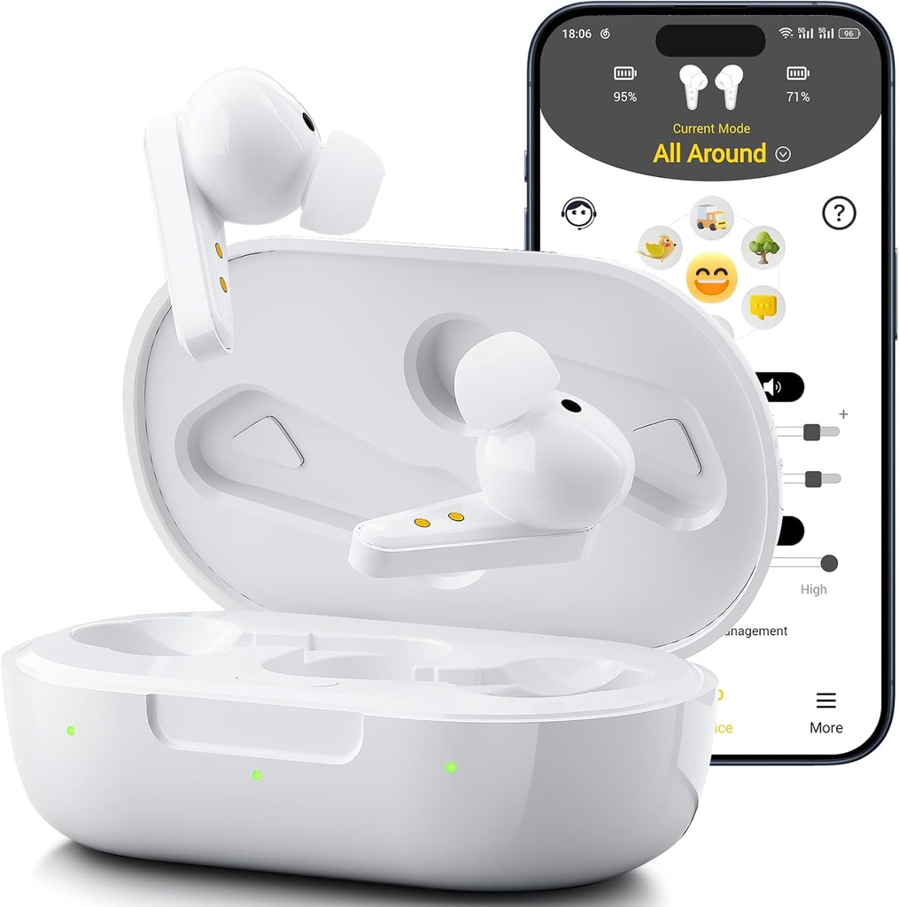 Kingwell OTC-hoortoestellen oplaadbare Bluetooth-hoortoestellen voor senioren met slimme app Ingeschakelde oproepen op iOS/Android, Authentic Sound Quality, 32 DSP-kanaallawaai Annulering