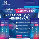 HydroMATE Elektrolyten Poeder Drinkmix Packets Hydratatie Accelerator Lage Suiker Partij Voorkeuren voor snelle herstel Vitamine C Plus Cafeïne Variëteit Pack 16 Sticks