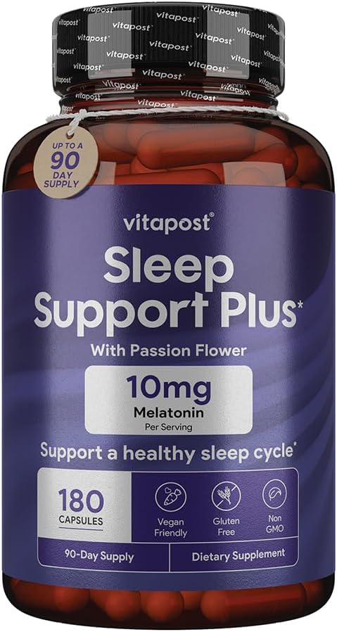 Sleep Support Plus Melatonin & Botanicals to Support a Healthy Sleep Cycle, with Feelings of Calm and Relaxation for a Great Night's Sleep. 180 Capsules