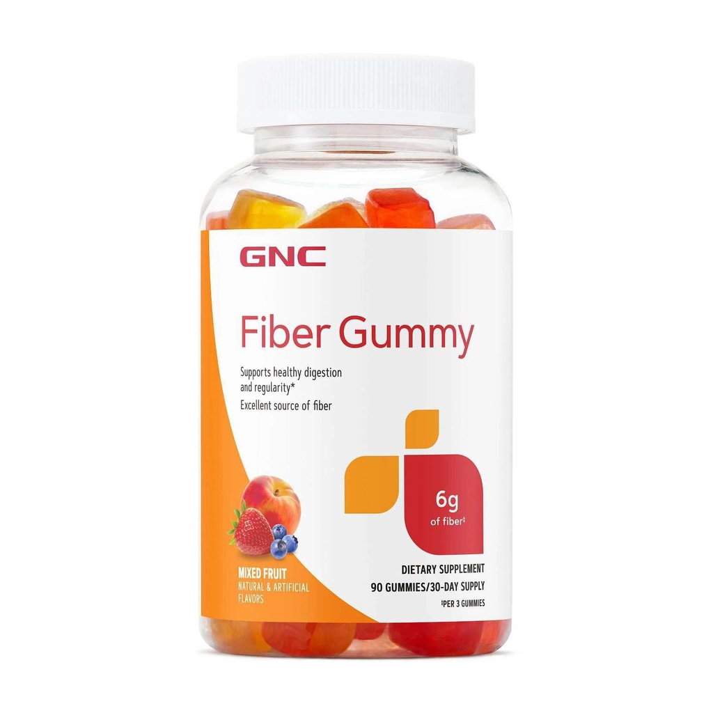 GNC Fiber 6g Gummy, ondersteunt gezonde spijsvertering & Regularity, gemengd fruit, 90 Tellen