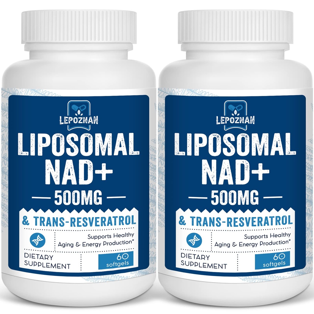 Liposomal NAD+ 500 mg + Trans-Resveratrol 300 mg,Superior Absorptie, True NAD Supplement Efficiënt dan NMN,Nicotinamide Riboside voor Cellular Energy Metabolisme & DNA Reparatie, Gezonde Veroudering,120 Softgels