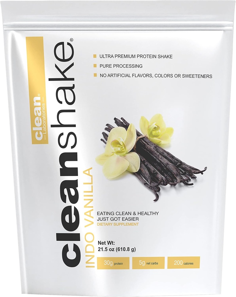 CleanShake Ultra-Premium Protein Shake. Clean Protein Powder Shake met 21 organische ingrediënten, 23 vitamines en mineralen, en Non-GMO en rGBH-Free Grass Fed Whey Proteine. Informed Protein Certified.