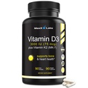Vitamine D3 K2 3000 IE - met vitamine K als MK-7 van Natto - High Potency Vitamine D Supplement Ondersteuning gezonde botten, tanden, hart- en immuunfunctie, Glutenvrije - 90 capsules